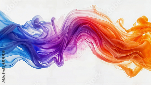 Abstract wave background,flow of multicolored colorful wave of paint on a white background. Generative AI