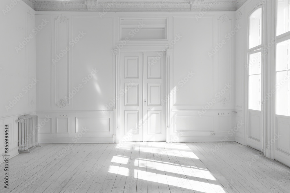 Fototapeta premium White Door: Accessible Entrance to Clean and Empty Room