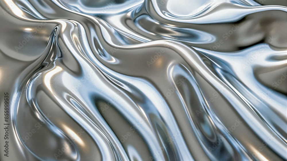 Abstract wavy background, chrome metal texture with waves. Generative AI Abstract wavy background, chrome metal texture with waves. Generative AI