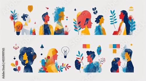 Metaphor Business success abstract concept vector illustration set. Teamwork marketing illustrations. Collection scenes with men and women taking part in business activities. Modern trendy flat style