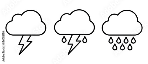 Weather line icon set vector