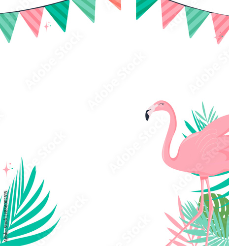 Flamingo birthday invitation celebration. vector illustration.