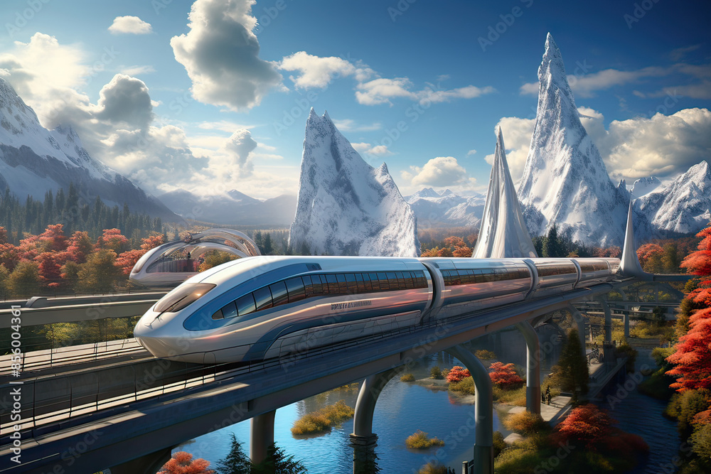 Fototapeta premium The Future of Commuting: Cutting-Edge Fast Train Technology