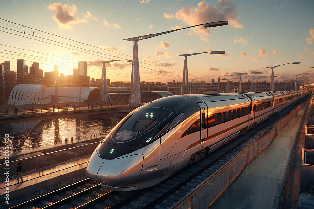 Fototapeta premium The Future of Commuting: Cutting-Edge Fast Train Technology