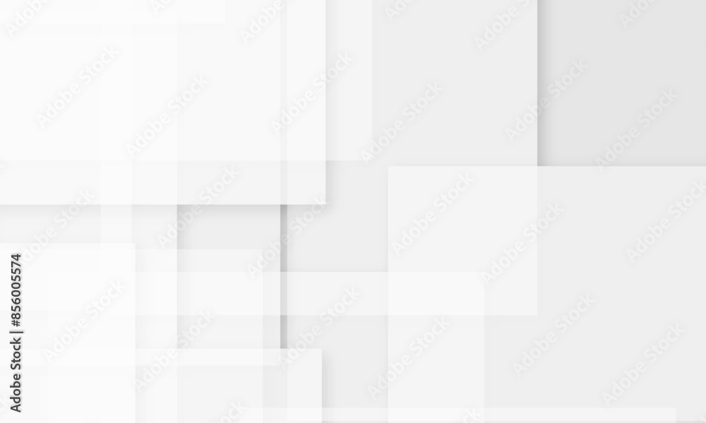 Abstract white and gray geometric overlay layer background on bright space with geometric decoration concept. Minimal futuristic element concept for poster, brochure, banner, wallpaper, cover, flyer.
