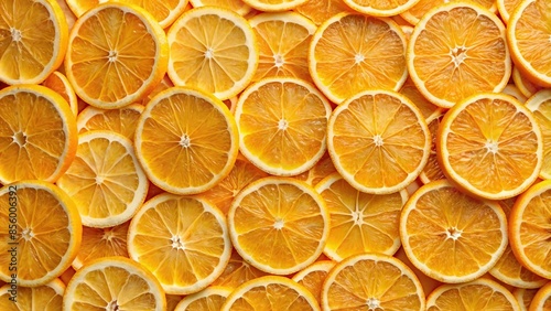 Orange fruit slices arranged in a citrus pattern background, orange, fruit, slices, arrangement, citrus, pattern, background