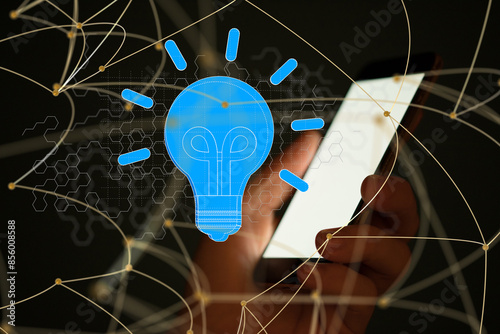 lamp idea holding in hand 3d