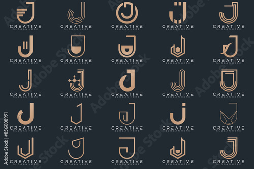 Mega logo collection, Abstract letter J logo design. icons for business photo