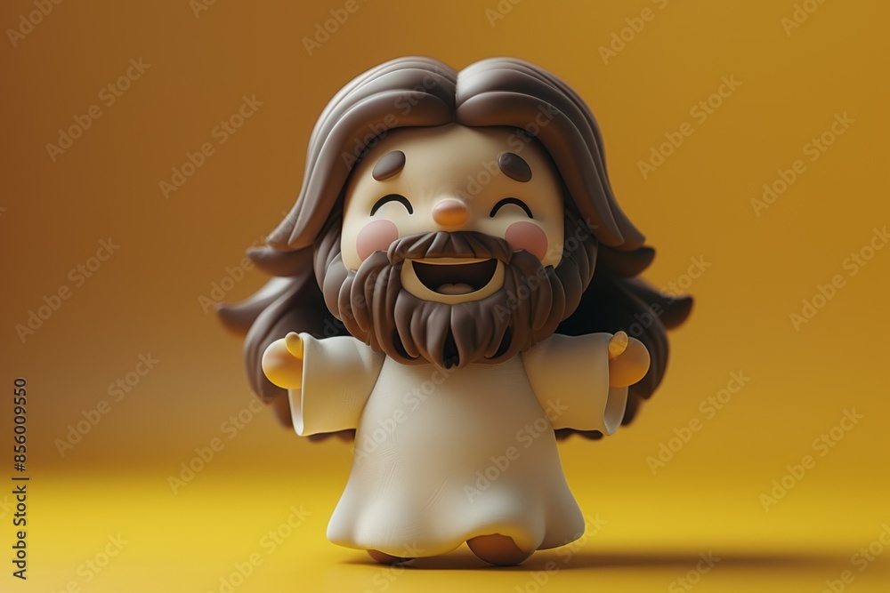 Jesus Christ Mascot Walking and Smiling - 3D Render Jesus Christ Mascot Walking and Smiling - 3D Render