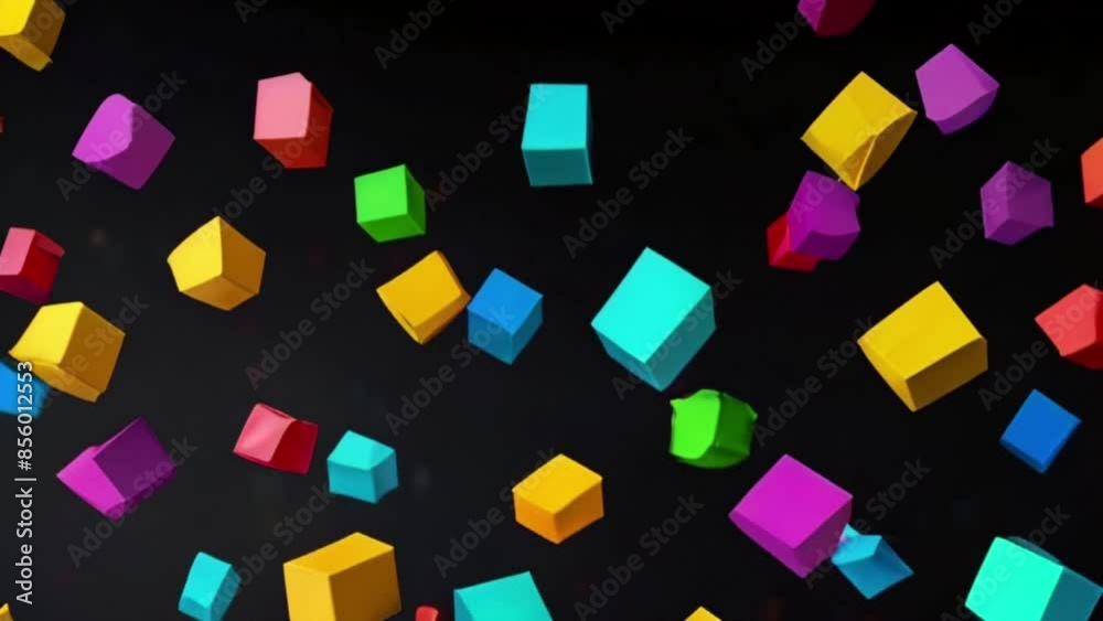 Animation of colorful boxes moving on a black background Animation of colorful boxes moving on a black background