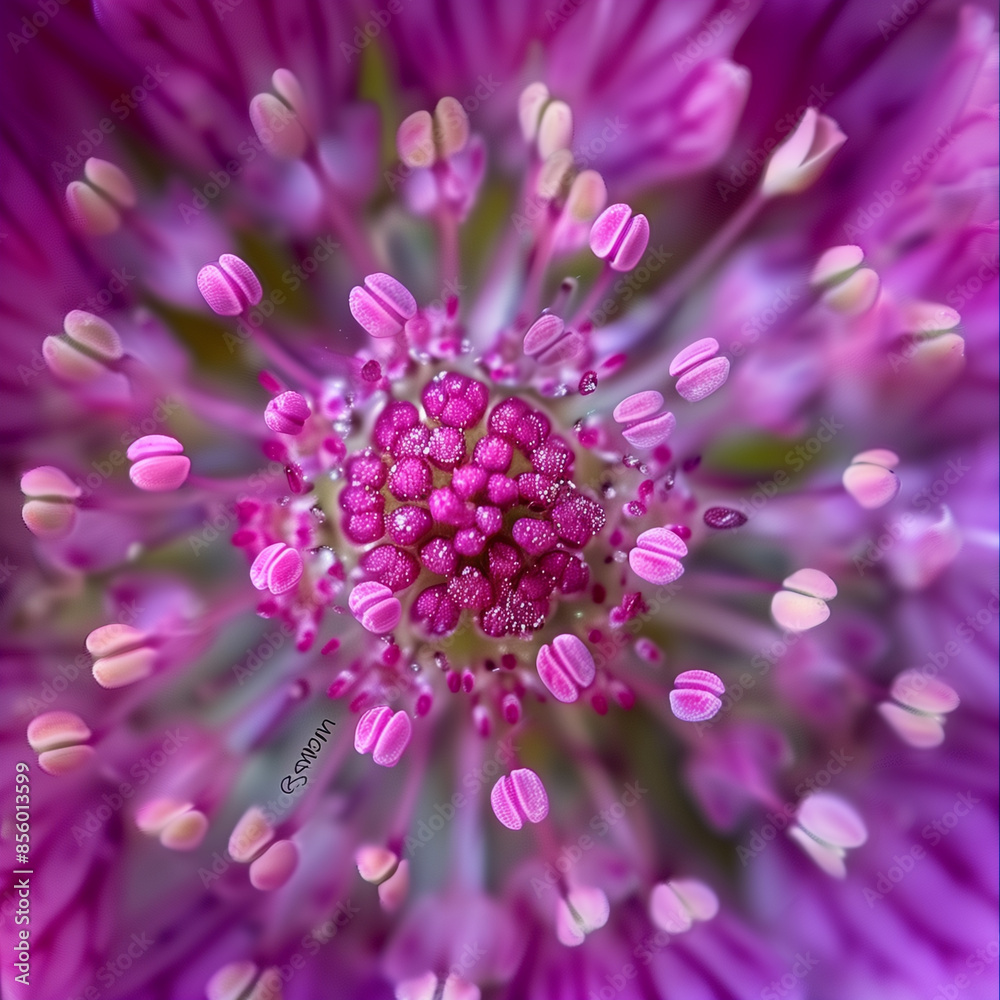 Vibrant Macro Shot of an Astrantia Flower in Full Bloom, Close-Up View of pink flower Vibrant Macro Shot of an Astrantia Flower in Full Bloom, Close-Up View of pink flower