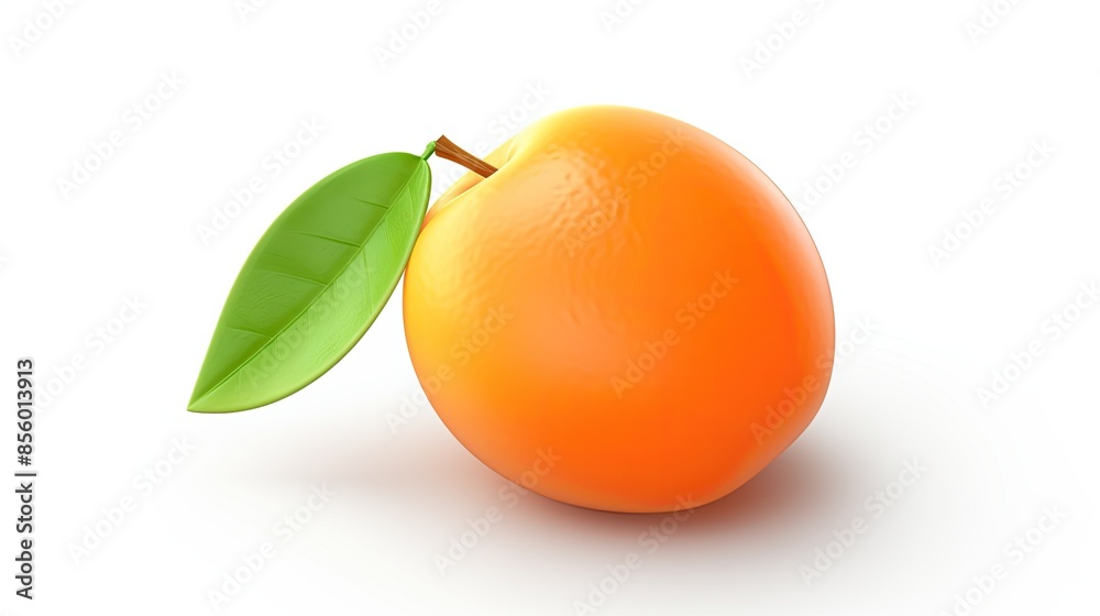 3D rendering of a juicy, ripe apricot with a green leaf, isolated on white background. The apricot is perfectly ripe and ready to be eaten. 3D rendering of a juicy, ripe apricot with a green leaf, isolated on white background. The apricot is perfectly ripe and ready to be eaten.