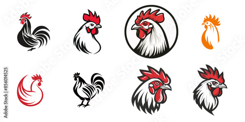 set of chicken poultry farm logo