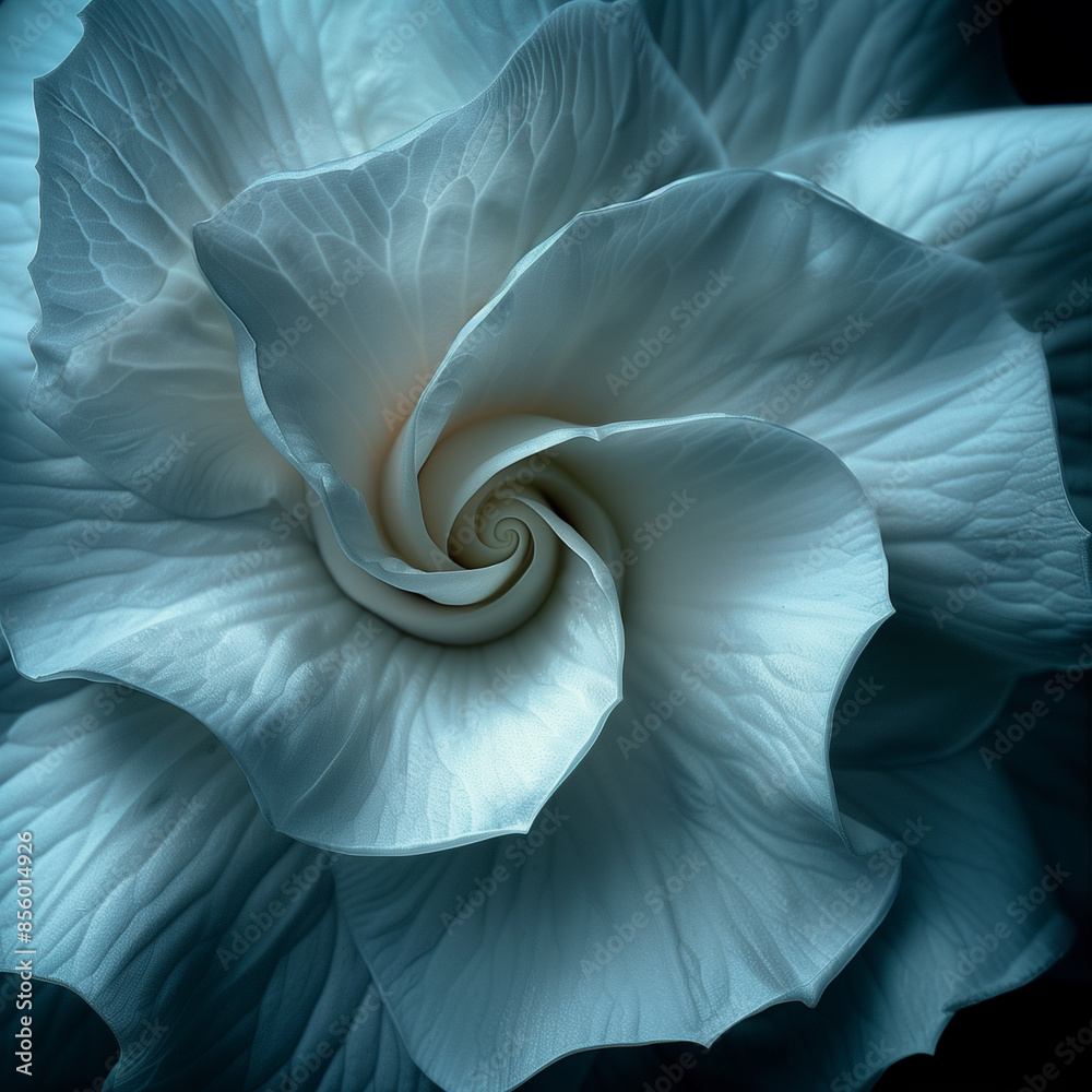Macro shot of blue Gardenia flower from above, beautiful close up flower petals Macro shot of blue Gardenia flower from above, beautiful close up flower petals