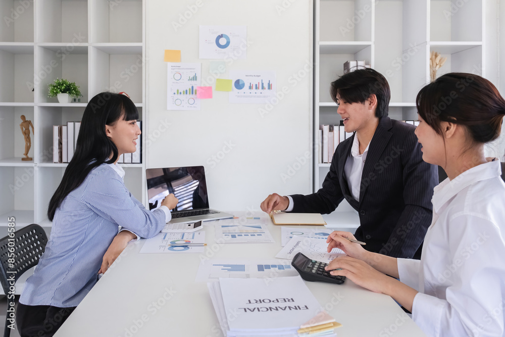 A team of professional accountant meets in a modern office to discuss financial calculation A team of professional accountant meets in a modern office to discuss financial calculation