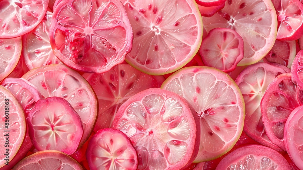 Fototapeta premium Slices of pink guava as background.