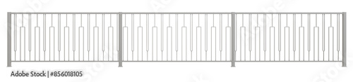 Tableau sur toile This 3D render features a modern Art Deco balustrade in sleek metal, with clean lines and minimalist elegance (transparent background)