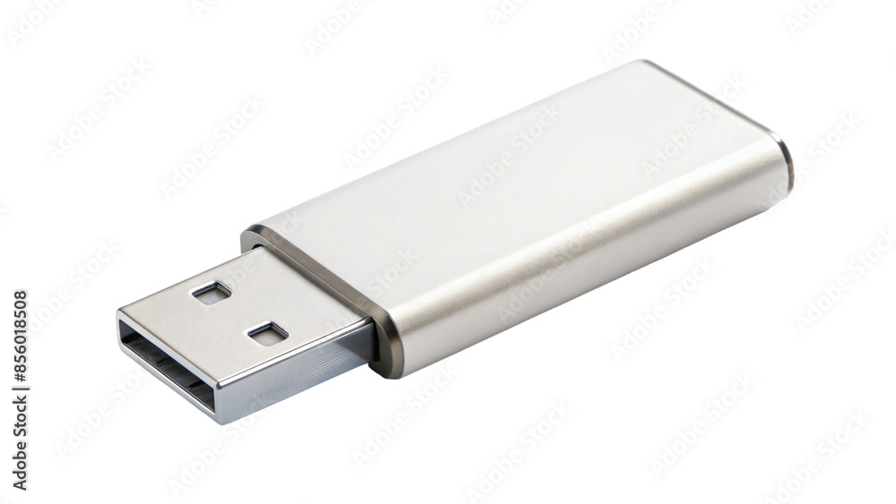 Isolated white USB flash drive for portable data storage on computers Isolated white USB flash drive for portable data storage on computers