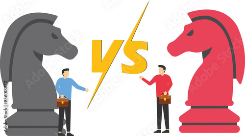 Business competitors playing chess striving for success. Business strategy and game concept.

