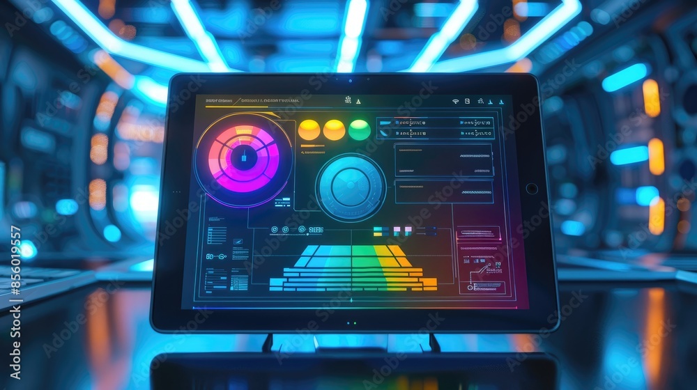 tablet display front view highlighting portable communication devices sci-fi tone Analogous Color Scheme tablet display front view highlighting portable communication devices sci-fi tone Analogous Color Scheme