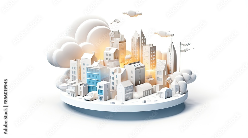 A 3D illustration of a city with white buildings. The illustration has a clean and modern look, and would be perfect for use in a variety of projects. A 3D illustration of a city with white buildings. The illustration has a clean and modern look, and would be perfect for use in a variety of projects.