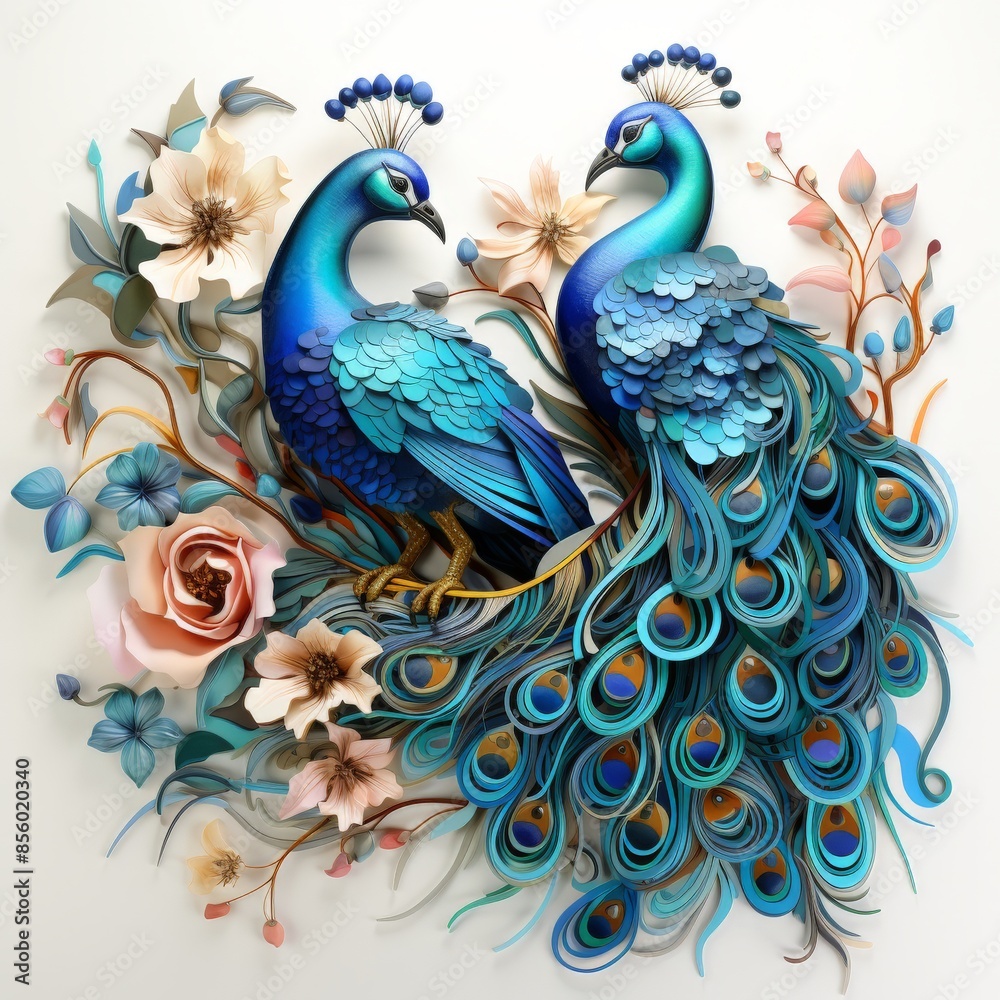 Peacock Design Sculpture Indian and Arabic Style Created with Generative AI Technology Peacock Design Sculpture Indian and Arabic Style Created with Generative AI Technology