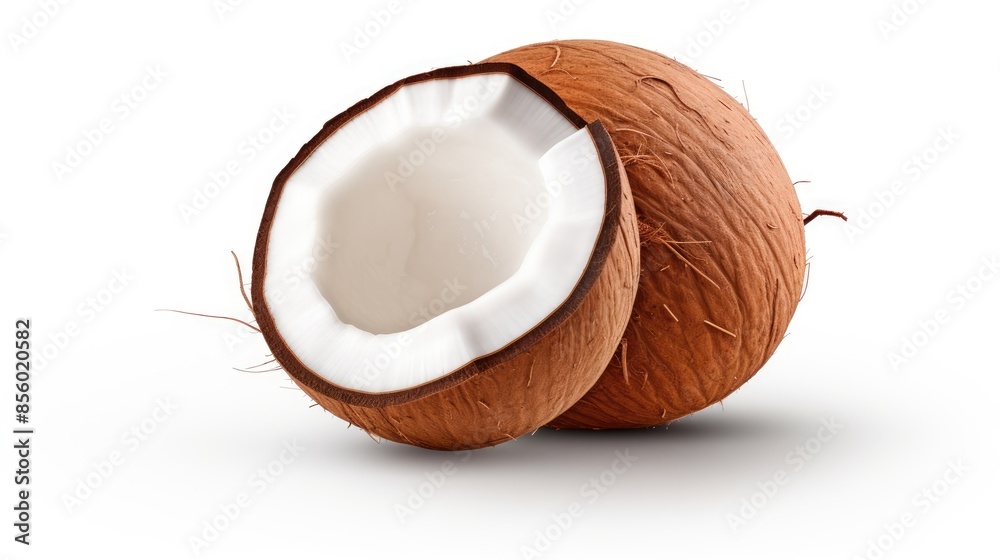 Fresh organic coconut isolated on white background. Healthy food concept. Fresh organic coconut isolated on white background. Healthy food concept.