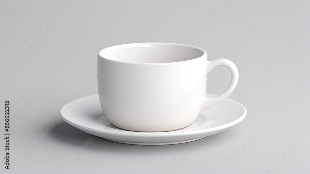 A simple and elegant white ceramic coffee cup and saucer on a white background. A simple and elegant white ceramic coffee cup and saucer on a white background.