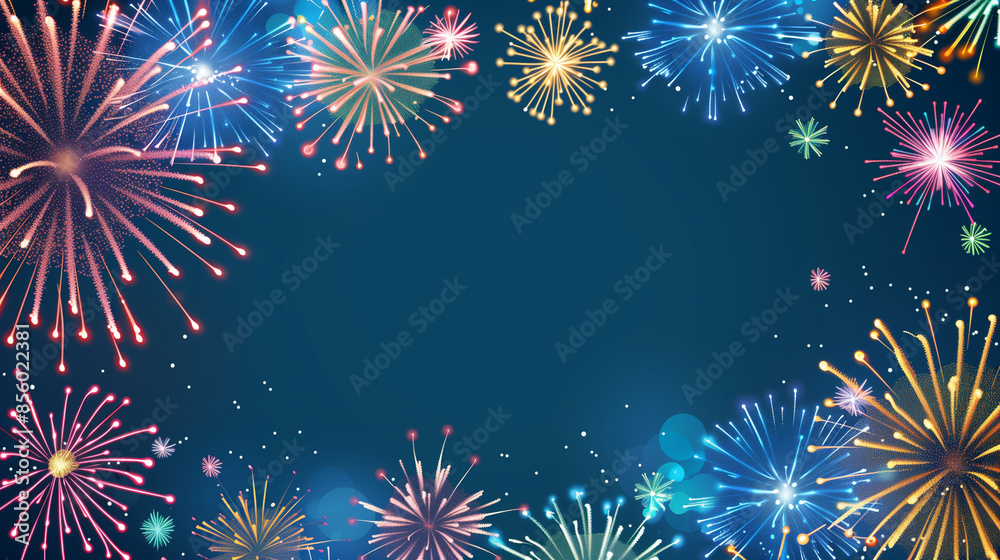 Fototapeta premium Fireworks frame in the night sky