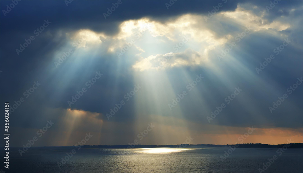abstract background sunlight breaking through the clouds, summer, image of heaven and God, bright faith