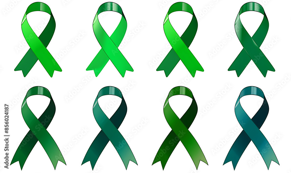 Set of green ribbon for Awareness, Gallbladder, and Bile Duct Cancer ...