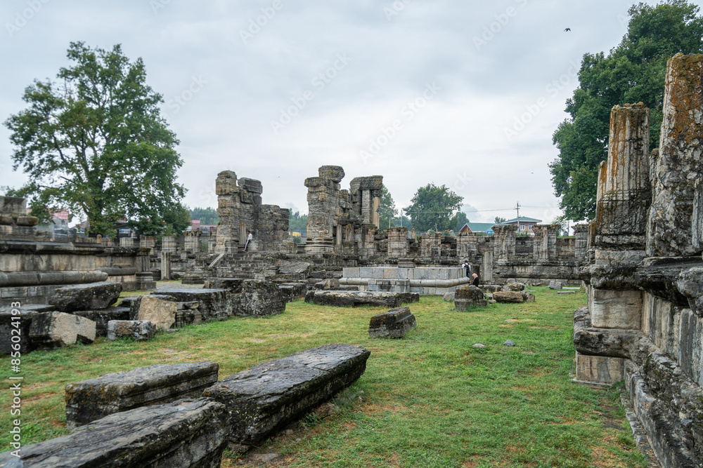 Avanti Swami Temple Ruins, ancient structure at historic site, Srinagar, Kashmir, India Avanti Swami Temple Ruins, ancient structure at historic site, Srinagar, Kashmir, India