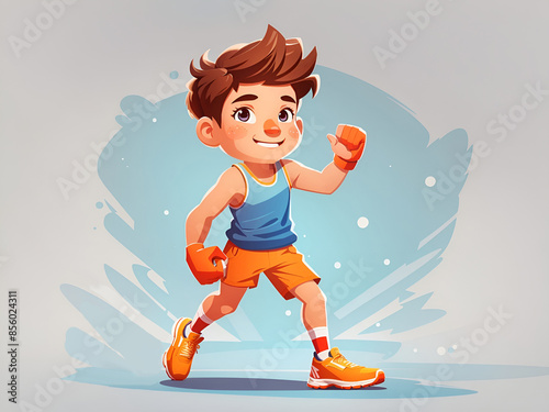 Kids boxing, kickboxing children. Children fight with these adult emotions. Popularization of sports and healthy lifestyle. boxing isolated on white. illustration. photo