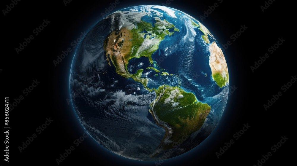 A beautiful and serene image of planet Earth, showing the Americas. The image is clear and detailed, and the colors are vibrant and lifelike. A beautiful and serene image of planet Earth, showing the Americas. The image is clear and detailed, and the colors are vibrant and lifelike.