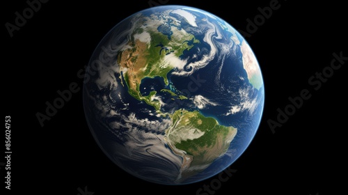 A beautiful shot of planet Earth from space, showing the Americas. The image is clear and detailed, and you can see the clouds, land, and water.