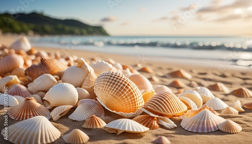 Beachside Beauty: Seashells Adorning the Sand