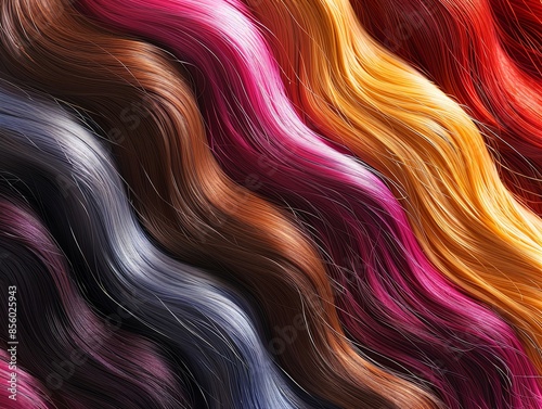 A vibrant hair color chart book with a range of shades, set against a neutral background photo