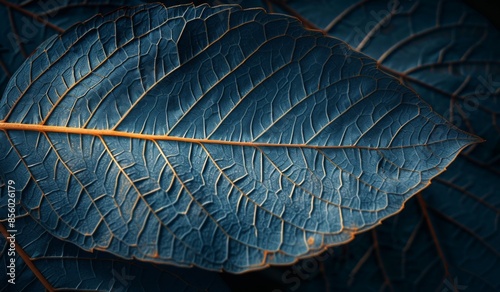 Macro shot of a delicate leaf's vein structure