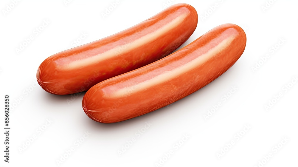 Two juicy sausages isolated on white background. Two juicy sausages isolated on white background.