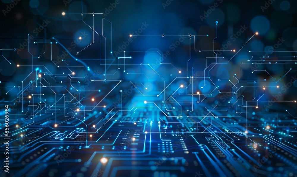Obraz premium Digital background tech processes, neural networks, artificial intelligence, data transfer and encryption