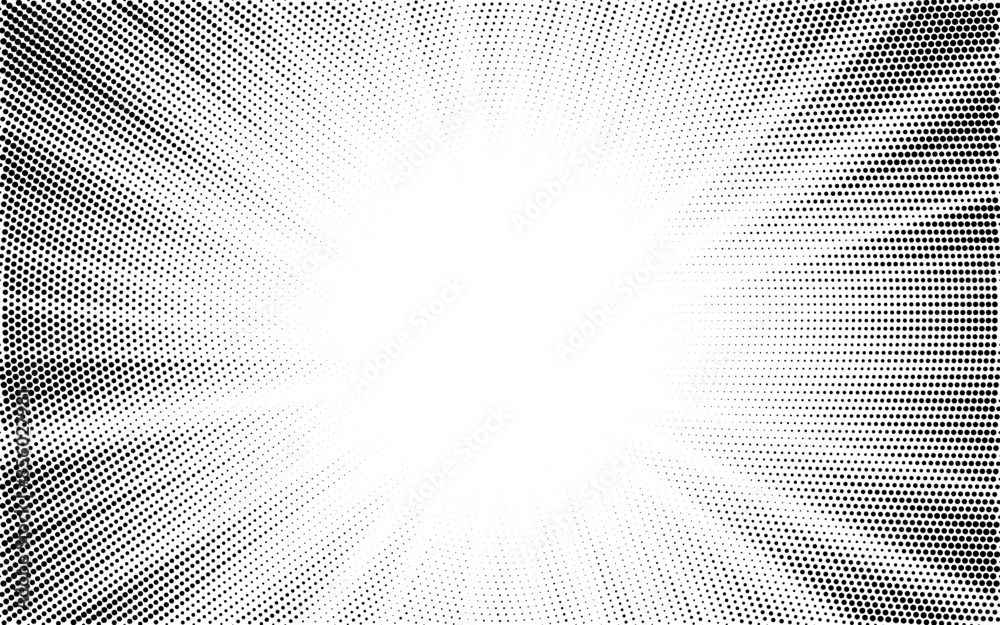 Halftone texture dot radial background, cartoon comic retro pop art dot border, halftone shadow