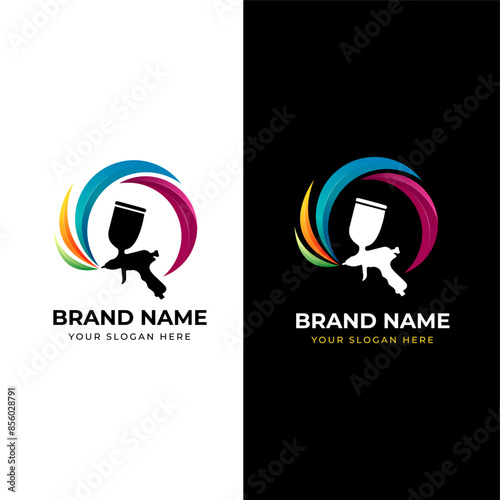 Auto Paint logo design template vector .spray gun vector illustration