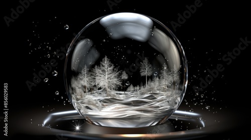 Wallpaper Mural A beautiful winter scene captured inside a glass ball. The snow-covered trees and rolling hills are a peaceful and serene sight. Torontodigital.ca
