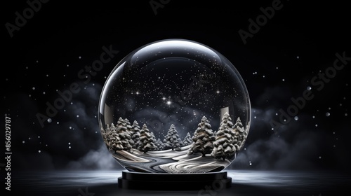 Wallpaper Mural A beautiful snow globe with a winter scene inside. The globe is made of glass and has a black base. Torontodigital.ca