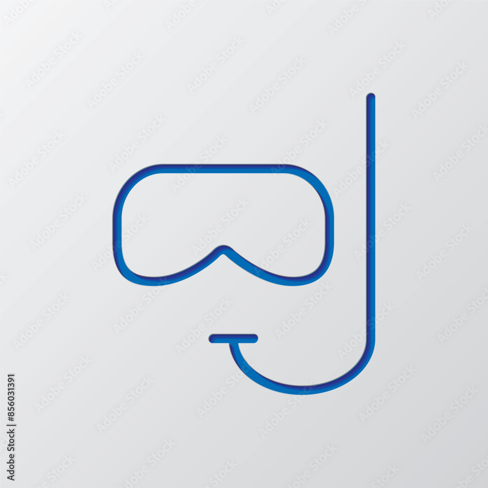 Diving simple icon vector. Flat desing. Paper cut design. Cutted blue symbol with shadow. Gray background Diving simple icon vector. Flat desing. Paper cut design. Cutted blue symbol with shadow. Gray background