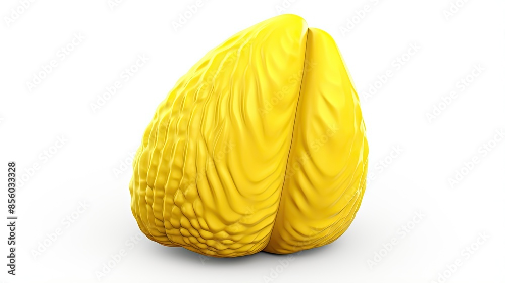 3D rendering of a yellow walnut. The walnut isæ®» is wrinkled and the walnut meat is visible. The walnut is sitting on a white surface. 3D rendering of a yellow walnut. The walnut isæ®» is wrinkled and the walnut meat is visible. The walnut is sitting on a white surface.
