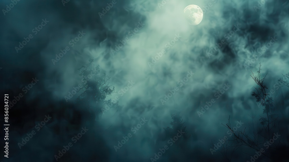 eerie fog enveloping spooky forest under moonlight abstract bokeh effect eerie fog enveloping spooky forest under moonlight abstract bokeh effect
