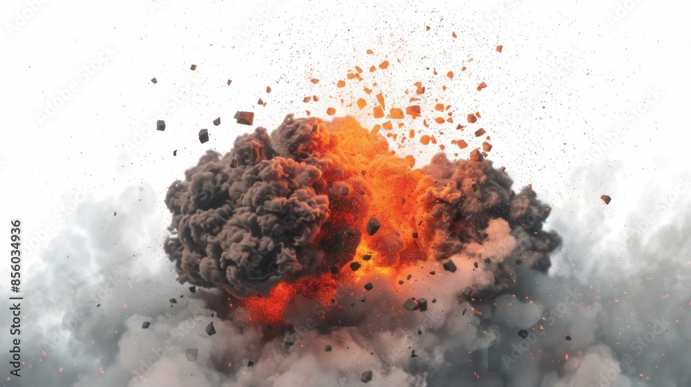 Explosive Burst with Debris and Smoke - Generative AI Explosive Burst with Debris and Smoke - Generative AI