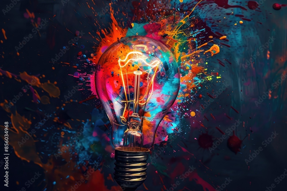 Lightbulb Exploding with Creativity Lightbulb Exploding with Creativity