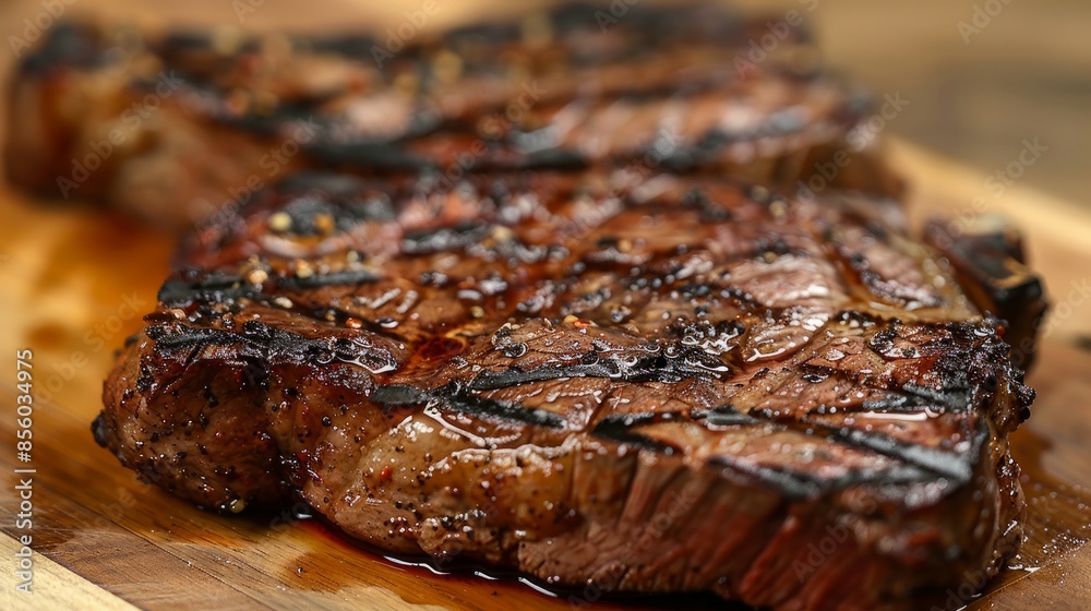 Grilled steak with fatty cuts. A high-quality meat that is served at Brazilian steakhouses. Grilled steak with fatty cuts. A high-quality meat that is served at Brazilian steakhouses.